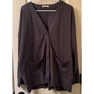 Madewell Women's Large L Button Front Cardigan Sweater Pockets Charcoal Grey